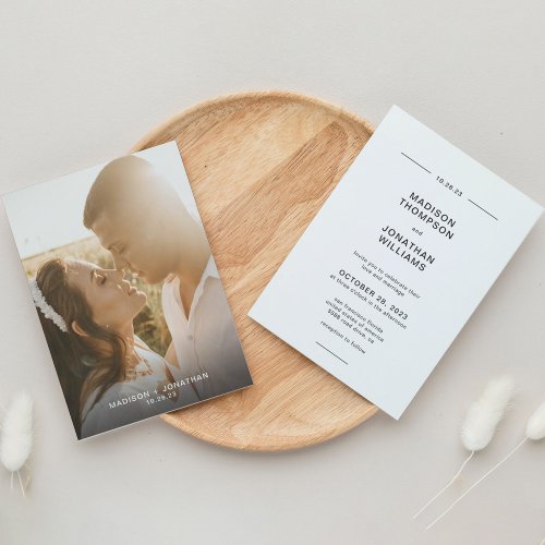 Simple Minimal Script Photo Wedding Invitation