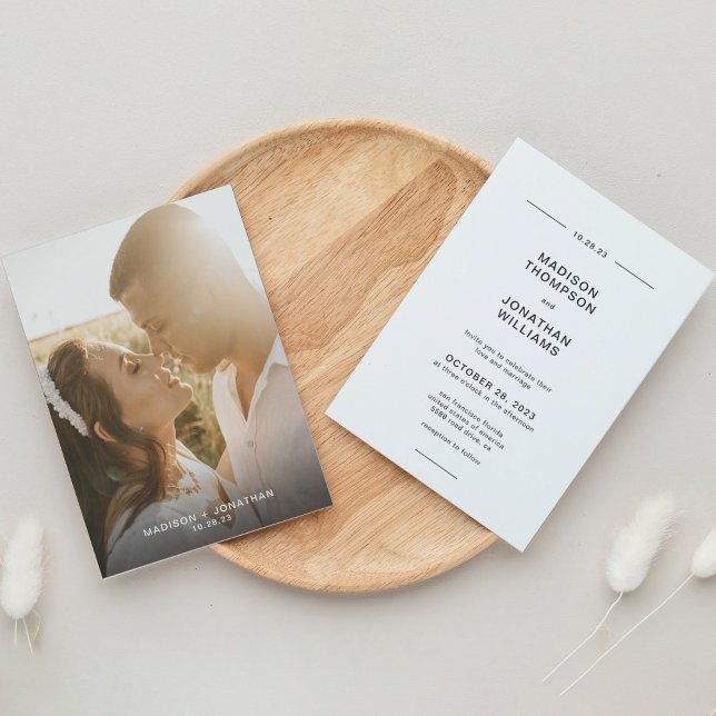 Simple Minimal Script Photo Wedding Invitation (Creator Uploaded)