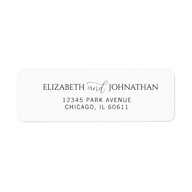Simple Minimal Script Wedding Address Label (Front)