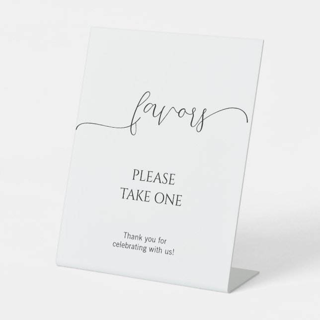 Simple Minimal Script Wedding Favor Pedestal Sign (Front)