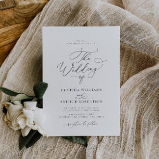 simple minimal script wedding invitation