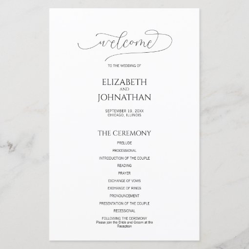 Simple Minimal Script Wedding Program | Zazzle