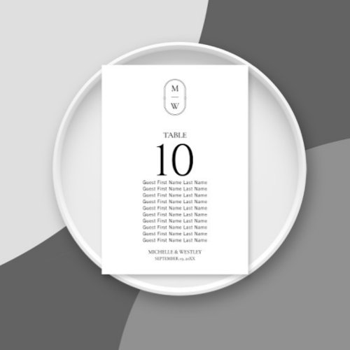 Simple Minimal Script Wedding Seating Chart Table Number