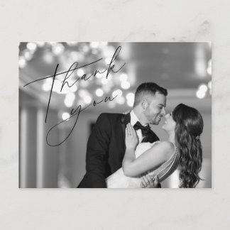 Simple Minimal Script Wedding Thank You Post Card