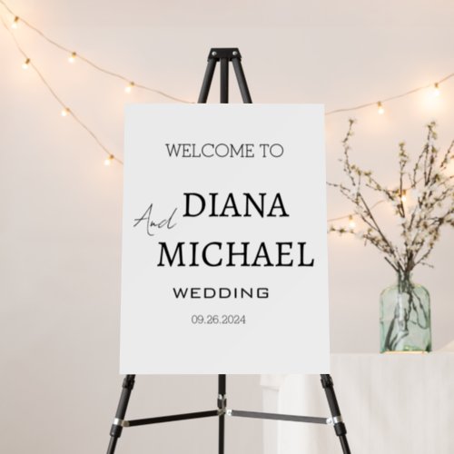 Simple Minimal Script White Welcome Wedding  Foam Board