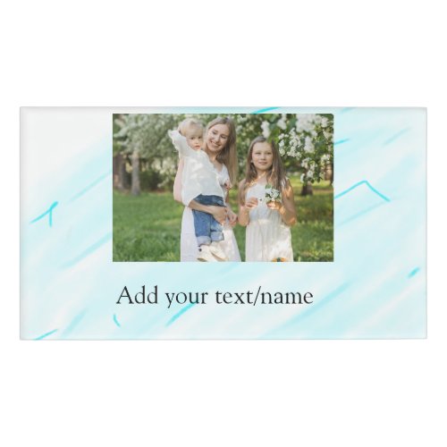 Simple minimal sky blue pastel watercolor add text name tag
