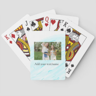 Simple minimal sky blue pastel watercolor add text poker cards