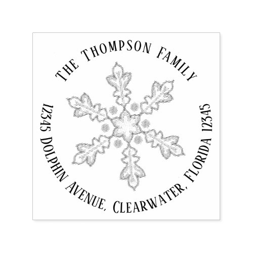 Simple Minimal Snowflake Address Winter Holiday Self_inking Stamp