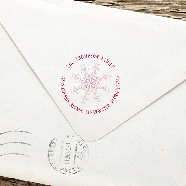 Simple Minimal Snowflake Address Winter Holiday Self-inking Stamp (Creator Uploaded)