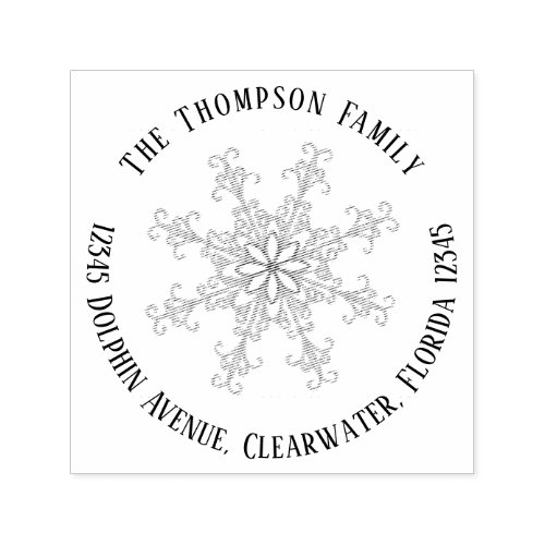 Simple Minimal Snowflake Address Winter Holiday Self_inking Stamp