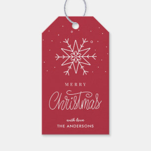 Simple Minimal Snowflake Red Gift Tags