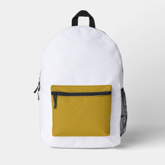 simple minimal solid color custom mustard golden printed backpack