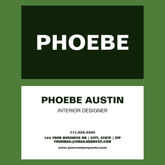Simple Minimal Stylish Trendy Forest Green Business Card (Creator Uploaded)