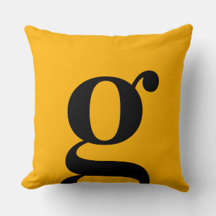 Simple Minimal Sunny Yellow Monogram Letter Throw Pillow