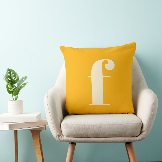 Simple Minimal Sunny Yellow Monogram Letter Throw Pillow (Chair)