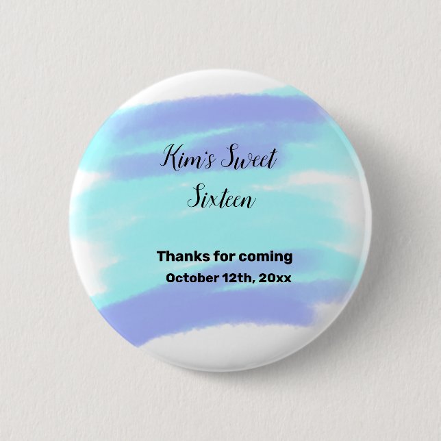SIMPLE MINIMAL sweet sixteen elegant custom modern Button (Front)