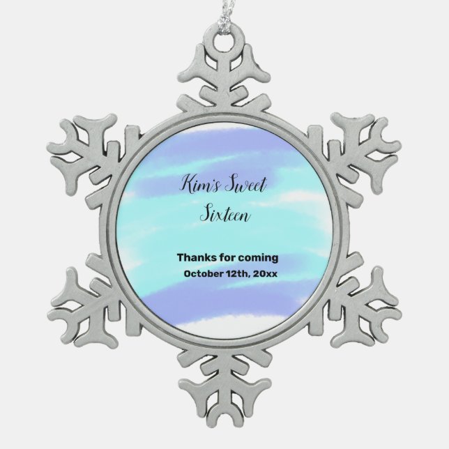 SIMPLE MINIMAL sweet sixteen elegant custom modern Snowflake Pewter Christmas Ornament (Front)