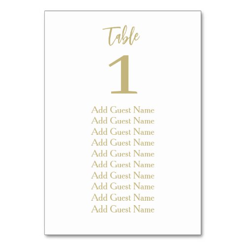 Simple Minimal Table Number Seating Chart