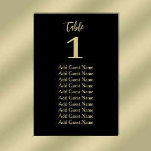 Simple Minimal Table Number Seating Chart