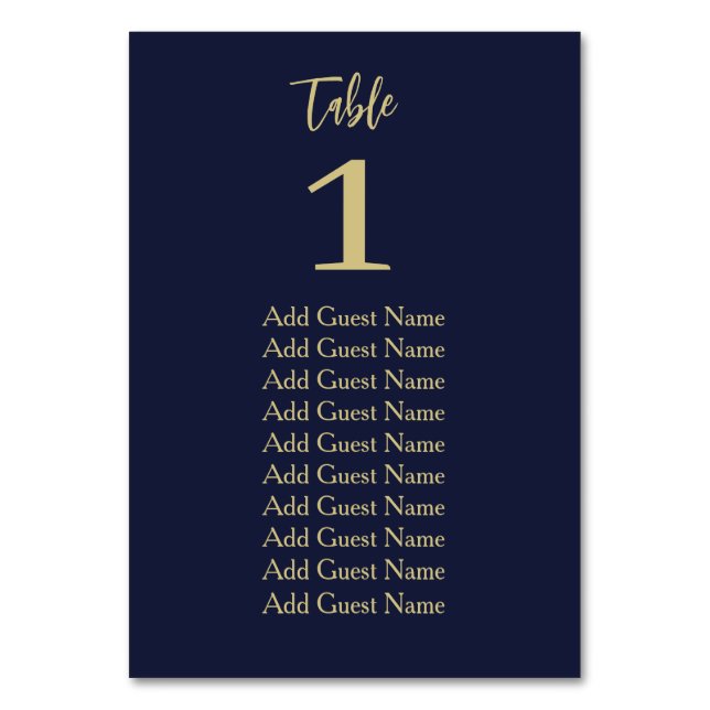 Simple Minimal Table Number Seating Chart (Front)