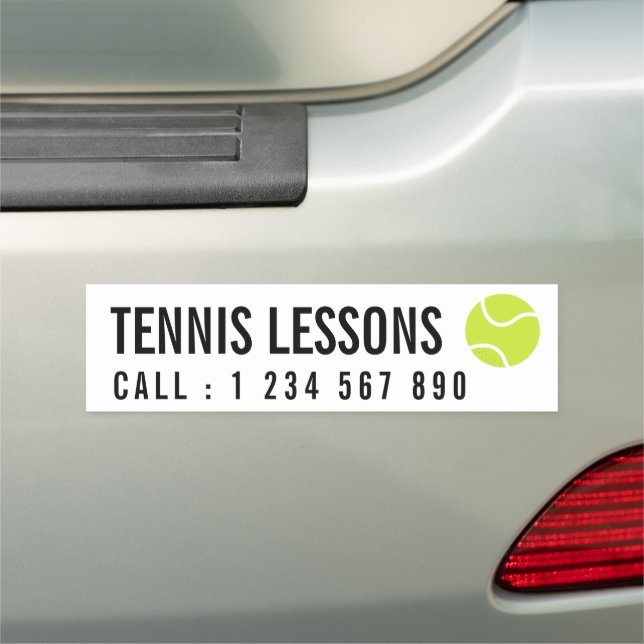 Simple Minimal Tennis Lessons Coach Advertisement  Car Magnet (In Situ)