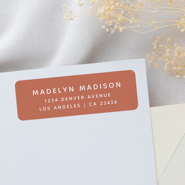Simple Minimal Terracotta Elegant Return Address Label (Creator Uploaded)