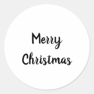 simple minimal text merry christmas party classic round sticker