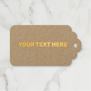 SIMPLE MINIMAL TEXT STYLE BROWN GOLD FOIL GIFT  TAGS