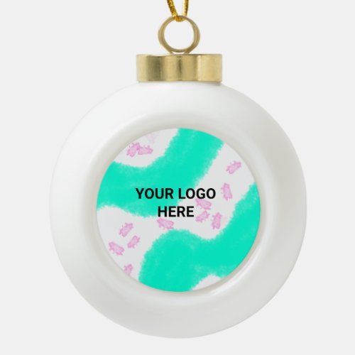 SIMPLE MINIMAL TEXT STYLE GIFT green watercolor  T Ceramic Ball Christmas Ornament