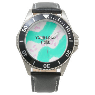 SIMPLE MINIMAL TEXT STYLE GIFT green watercolor  T Watch