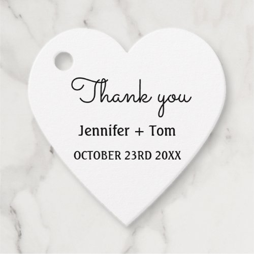 simple minimal text white wedding thank you favor  favor tags