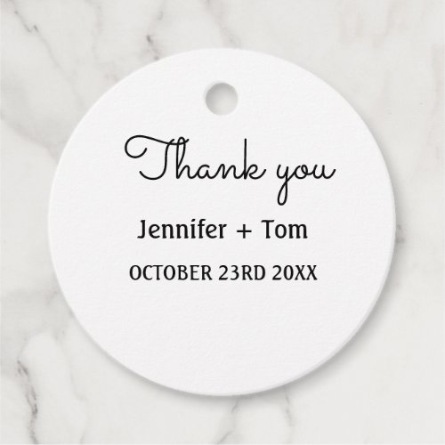 simple minimal text white wedding thank you favor  favor tags