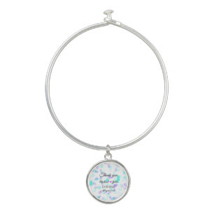 Simple minimal thank you couple name heart glitter bangle bracelet