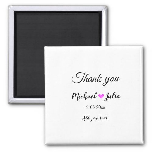 Simple minimal thank you couple name heart glitter magnet