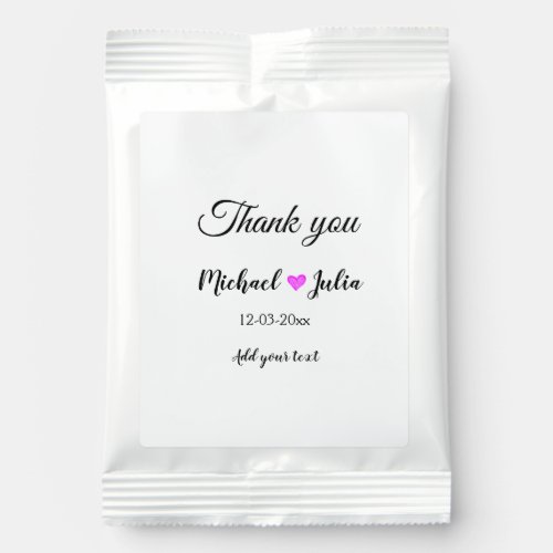 Simple minimal thank you couple name heart glitter margarita drink mix