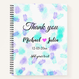 Simple minimal thank you couple name heart glitter notebook