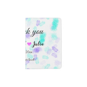 Simple minimal thank you couple name heart glitter passport holder