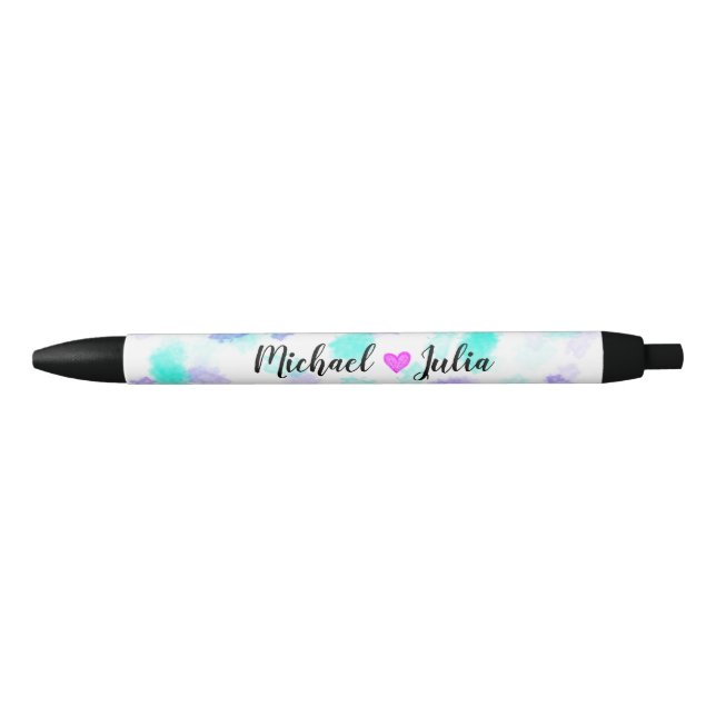 Simple minimal thank you couple name heart glitter pen (Front)