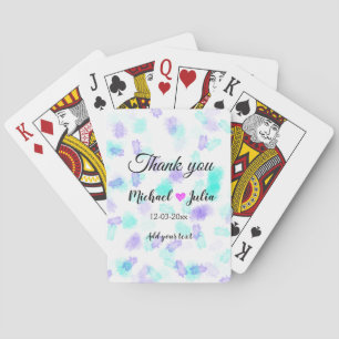 Simple minimal thank you couple name heart glitter poker cards