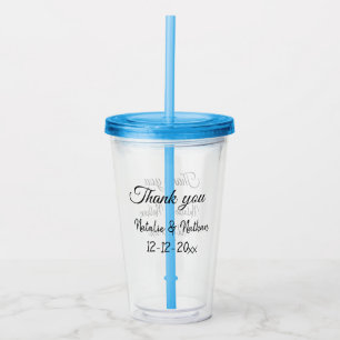 Simple minimal thank you couple name text date cus acrylic tumbler
