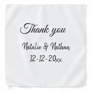 Simple minimal thank you couple name text date cus bandana