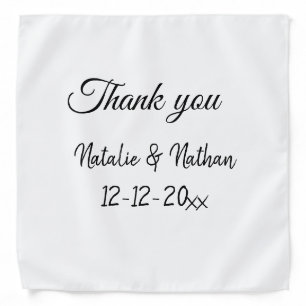Simple minimal thank you couple name text date cus bandana