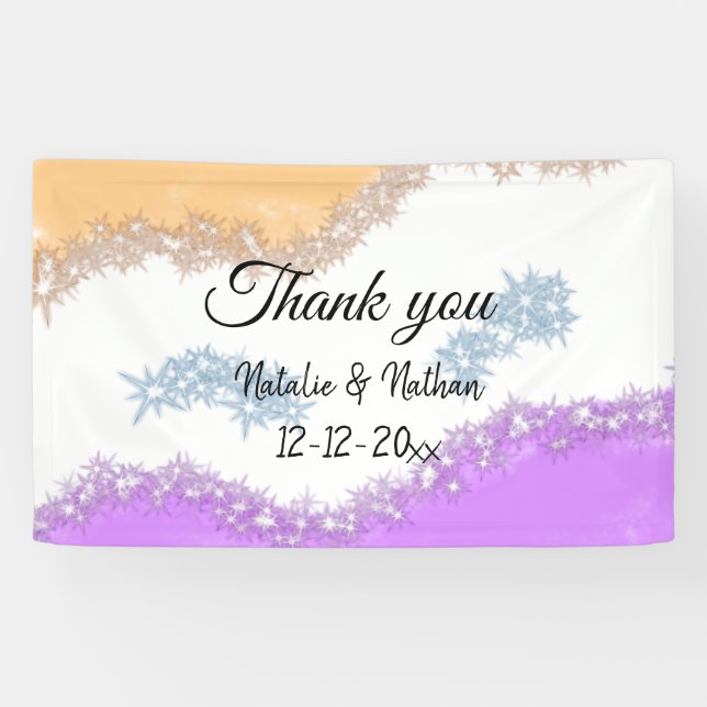 Simple minimal thank you couple name text date cus banner (Horizontal)