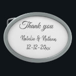 Simple minimal thank you couple name text date cus belt buckle<br><div class="desc">Design</div>