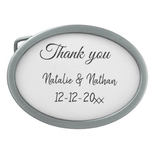 Simple minimal thank you couple name text date cus belt buckle