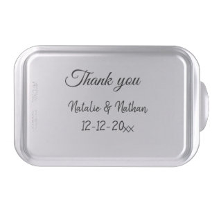 Simple minimal thank you couple name text date cus cake pan