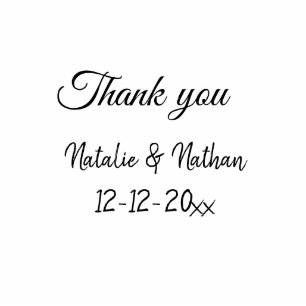 Simple minimal thank you couple name text date cus cutout