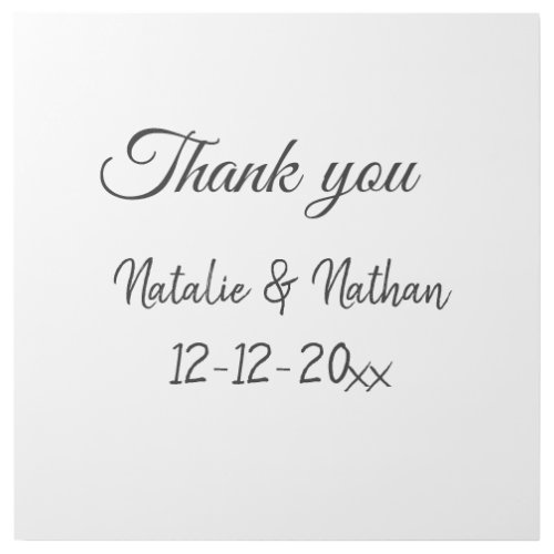 Simple minimal thank you couple name text date cus gallery wrap