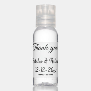 Simple minimal thank you couple name text date cus hand sanitizer