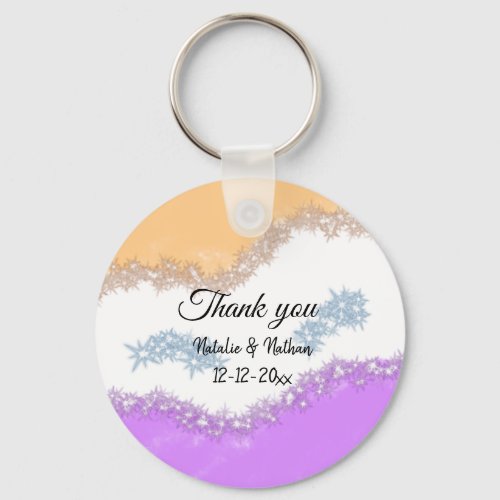 Simple minimal thank you couple name text date cus keychain